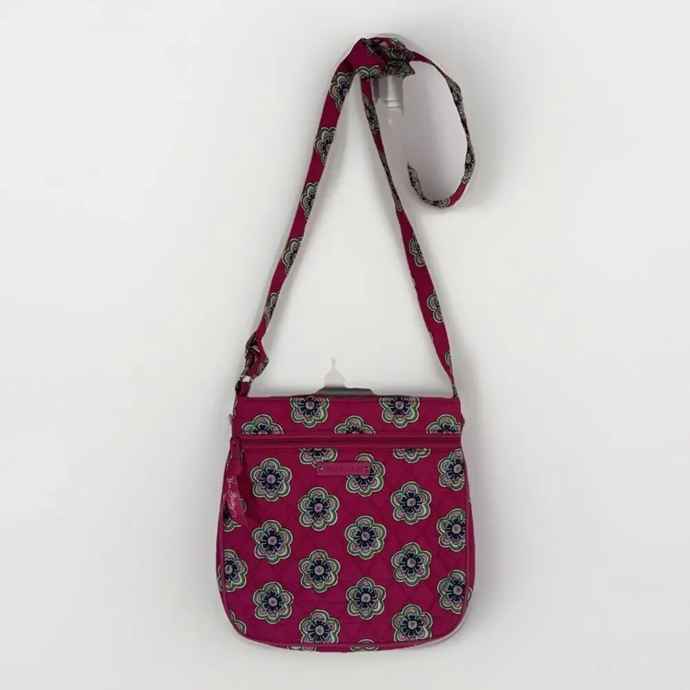 Vera Bradley Petite Double Zip Hipster Crossbody Pink Swirls Bag - 8x8.5